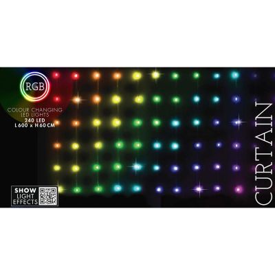 9. CHRISTMAS TREE LIGHTS LIGHT CURTAIN OUTSIDE/INTERNAL 240 LED 600X60CM WITH REMOTE CONTROL RGB COLOR