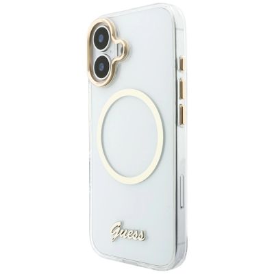 2. Guess IML Script Metal MagSafe Case for iPhone 17 - Transparent