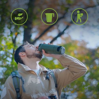 4. Extralink PURISOO+ BOTTLE WITH FILTER SYSTEM WITH PUMP 400ML UF + ACF FILTER Water filter bottle 0.4 l Green, Olive