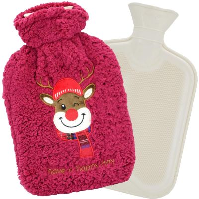 2. XMAS RUBBER HOT WATER BOTTLE 2L RED