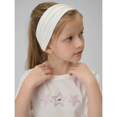 5. Girls' regular printed T-shirt 4F 4FJRSS26TTSHF3455-11S