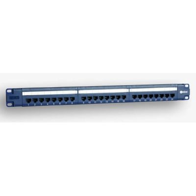EmiterNet Panel 19", 24xRJ45 UTP cat.5e (1U) with shelf, blue (PoE)