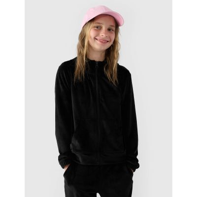 Girls' velour zip-up hoodie sweatshirt 4F Junior 4FJWAW24TSWSF1217-20S