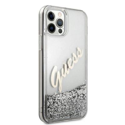 4. Guess GUHCP12LGLVSSI iPhone 12 Pro Max 6.7" silver/silver hardcase Glitter Vintage Script