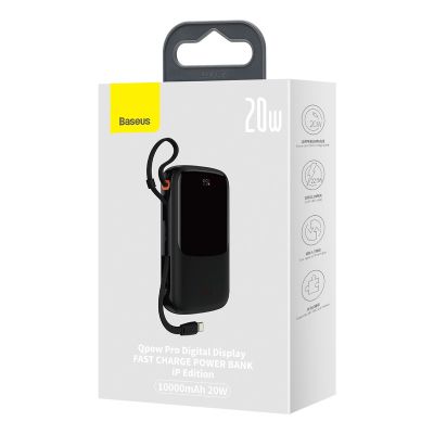 5. Powerbank 10000mAh 20W Baseus Qpow Pro Overseas Edition + USB C 3A Cable - Black