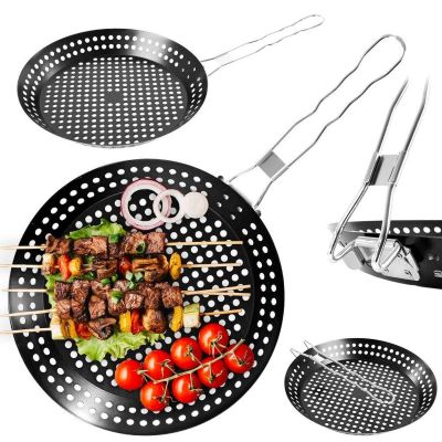 23. Grilling pan with foldable handle, non-stick, black