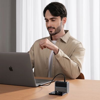 18. Cuktech AD1404UEU 140W GaN 3x USB-C + USB-A Wall Charger with USB-C Cable - Gray