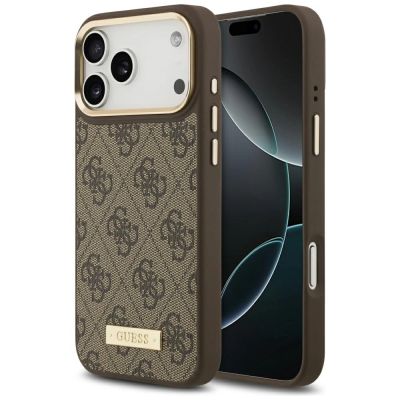 Guess 4G Logo Plate MagSafe Case for iPhone 17 Pro Max - Brown