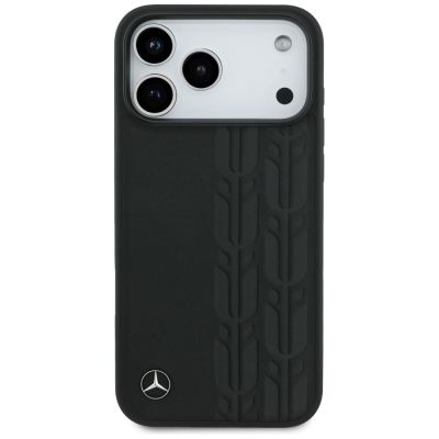 3. Mercedes Leather Laurel Leaves MagSafe Case for iPhone 17 Pro Max - Black
