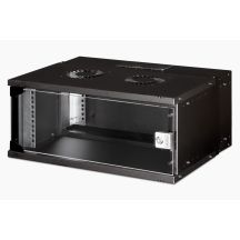 19" 4U wall-mounted network cabinet, SOHO PRO 240 x 540 x 400 mm, glass door, black, unassembled, 60 kg