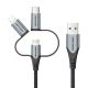 5. Vention USB-A 3in1 Micro-B USB-C Lightning Cable 1m Gray