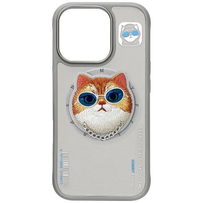 6. Nimmy Glasses Cool Cat MagSafe Case for iPhone 16 Pro Max - Gray
