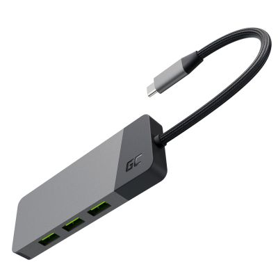 4. GREEN CELL HUB USB-C ADAPTER GC CONNECT 7IN1 (3XUSB 3.1, HDMI 4K 60HZ, USB-C PD 85W, MICROSD/SD)