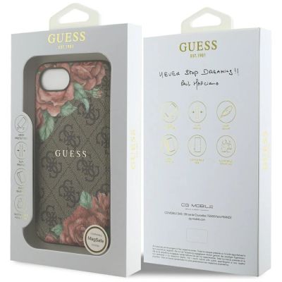 8. Guess 4G Flowers Print MagSafe case for iPhone 16e - brown