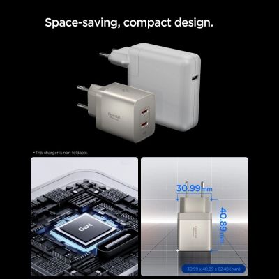 4. Spigen Essential EE472EU-GAN 2-Port 47W Wall Charger - Titanium