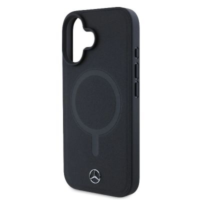6. Mercedes Plain Smooth Leather MagSafe iPhone 16 Case - Black