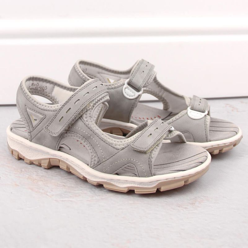 6. Comfortable Rieker W RKR674 sandals gray