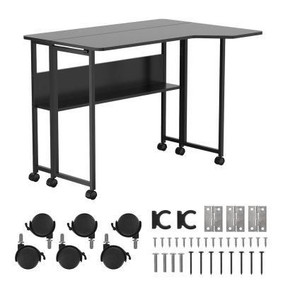 13. MACLEAN FOLDABLE DESK / TABLE MACLEAN, BLACK, MOBILE 100X73CM, MAX. 50KG, ANGLED, L-SHAPED, MC-126 L/B MC-126 L/B