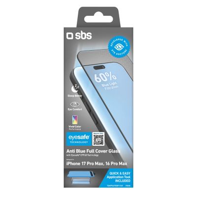 2. SBS Eyesafe Tempered Glass for iPhone 17 Pro Max/16 Pro Max with Applicator