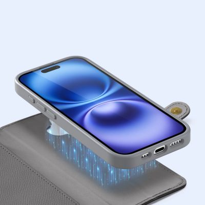 5. Dux Ducis Lawa Leather Case for iPhone 16 - Gray