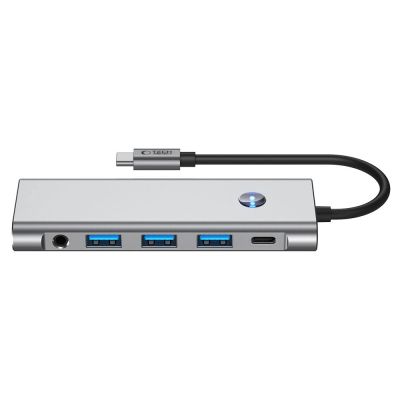 4. Tech-Protect HB04 HUB Adapter 9in1 USB-C + USB2.0 + USB3.0 + HDMI 4K 60Hz + SD / TF + PD100W + AV3.5 - gray