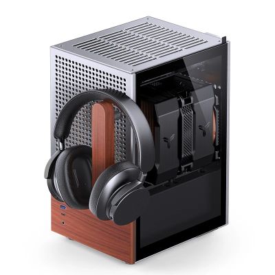 19. Jonsbo T6 Mini-Tower PC Case, Mini-ITX, Tempered Glass, Wood - Silver