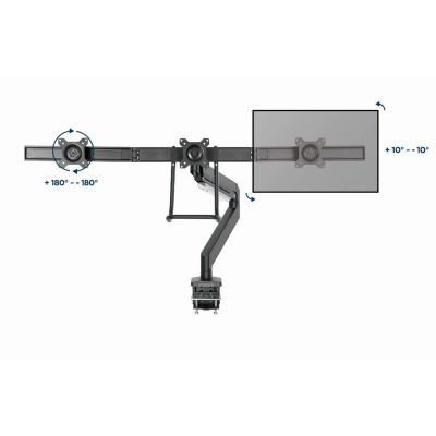 13. GEMBIRD ADJUSTABLE DESK ARM/MOUNT FOR 3 MONITORS 17-27, VESA 100X100MM, UP TO 6 KG