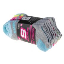 Skechers 6pk Girls Full Terry No Show S108265-GRY gray 31-34