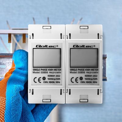 5. QOLTEC SINGLE-PHASE ENERGY CONSUMPTION METER FOR DIN RAIL | 230V | LCD | 2P