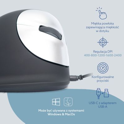 8. Ergonomic mouse R-Go Maus HE ergonomic right-handed USB medium black retail