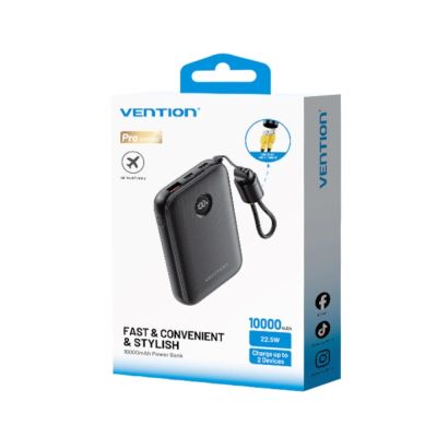 3. Vention Powerbank 10000mAh 2 x USB-C 1x USB-A with display 22.5W black