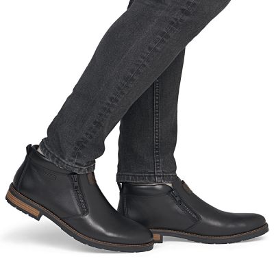 6. Men's leather ankle boots with zipper, black Rieker 14656-00