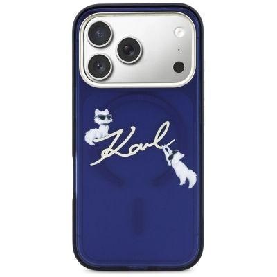 3. Karl Lagerfeld IML Choupettes Karl Script Logo MagSafe Case for iPhone 17 Pro - Blue