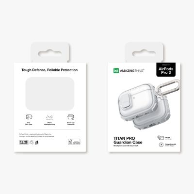 16. AmazingThing Titan Pro Mag Case Clear for AirPods Pro 3 - White