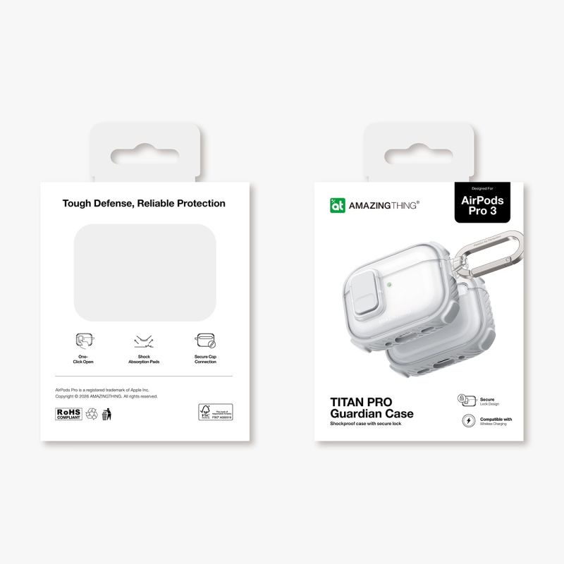 16. AmazingThing Titan Pro Mag Case Clear for AirPods Pro 3 - White