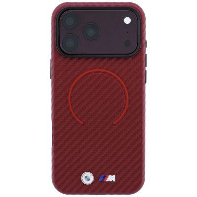 3. BMW M Carbon Printed Ring MagSafe Case for iPhone 18 Pro / 17 Pro – Burgundy
