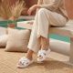 6. Women's leather flip-flops with a flower, white Filippo DK7762