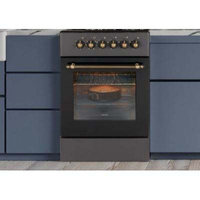 2. Gas-electric cooker MPM-56-KRM-13 50 cm Black Retro, convection