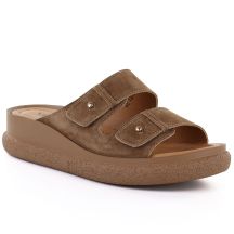 Women's brown leather wedge sandals Vinceza 66916
