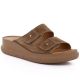 Women's brown leather wedge sandals Vinceza 66916