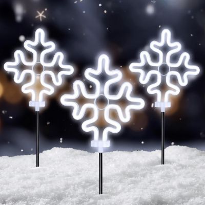 5. DECORATIVE LAMPS OUTDOOR PATH STICK 3 PCS SNOWFLAKE NEON
