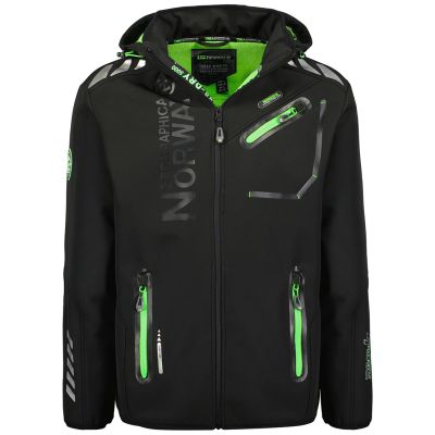 Geographical Norway ROYAUTE BLACK / GREEN DB MEN 068 BLACK / GREEN men's softshell jacket (WY8026H/GN-NOIR / VERT)