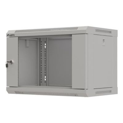 17. Lanberg 19" 6U 540x350 gray glass door wall-mounted rack cabinet (Flat Pack)