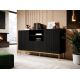2. PAFOS chest of drawers on a gold steel frame, 150x40x90, matt black
