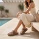 6. Women's sports flip-flops with a thick sole for the pool, brown Big Star TT274A041