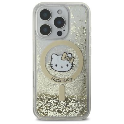 3. Hello Kitty Liquid Glitter Fever MagSafe iPhone 16 Pro Case - Gold