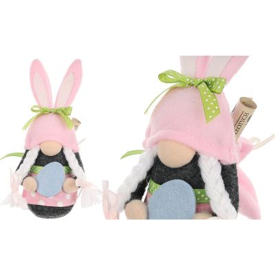 7. Gnome Bunny Girl 20cm Pink with Gift Bag Spring Decoration