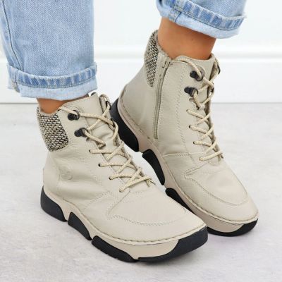 12. Comfortable Beige Women’s Ankle Boots Rieker 45955-60