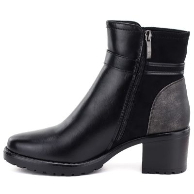 3. Women's insulated ankle boots with a block heel, black, Potocki SZ12873