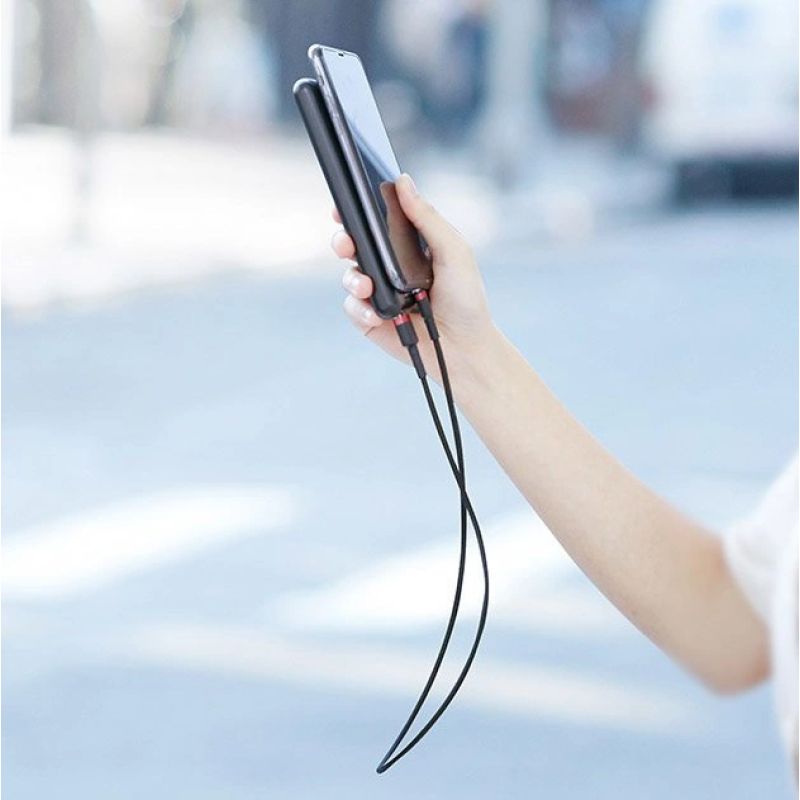 18. Baseus Cafule Cable durable nylon cable USB / USB-C QC3.0 2A 3M black-red (CATKLF-U91)